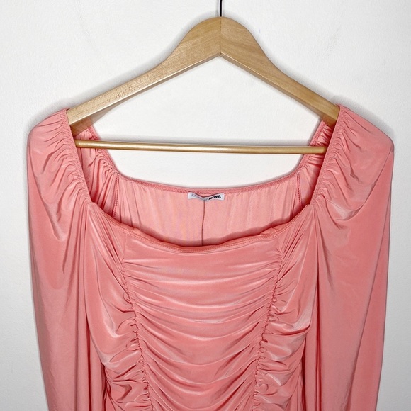 Fashion Nova Catch Your Heart Ruched Bodysuit in Peach size 1X - Picture 5 of 13